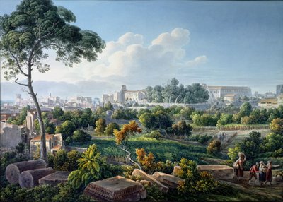Uitzicht op de Esquilijn, Rome, c.1800 door Louis Francois Cassas