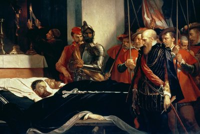 Laatste eer aan de resten van graven Egmont en Hoorn door Louis Gallait
