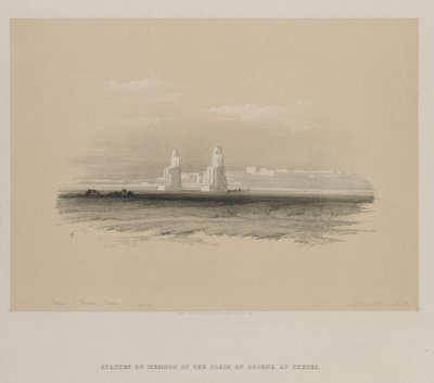 Egypte en Nubië, Deel I: Beelden van Memnon, Thebe, 1846 door Louis Haghe