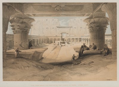 Egypte en Nubië, Deel I: Uitzicht vanaf de portiek van de tempel van Edfou, Opper-Egypte door Louis Haghe