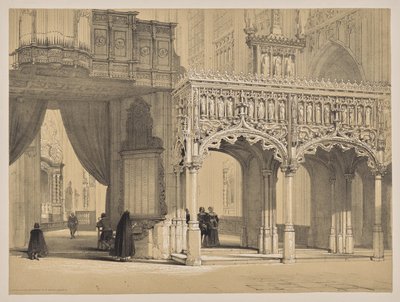 Schetsen in België en Duitsland, Eerste Serie, Scherm in de Kathedraal van St. Pieter, Leuven door Louis Haghe