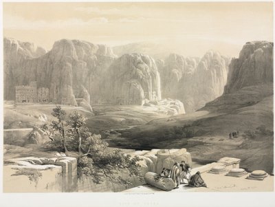 Het Heilige Land, Syrië, Idumea, Arabië, Egypte & Nubië Vol. III: Petra, kijkend naar het zuiden, 1842 door Louis Haghe