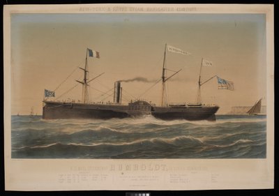New York & Havre Steam Navigation Company U.S. Mail Stoomschip Humboldt, D Lines, Commandant door Louis Honore Gamain