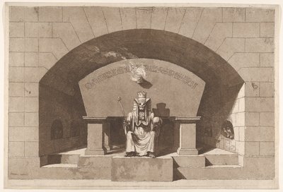 Graf met de dood op de troon als een sfinx, ca. 1779-84 door Louis Jean Desprez
