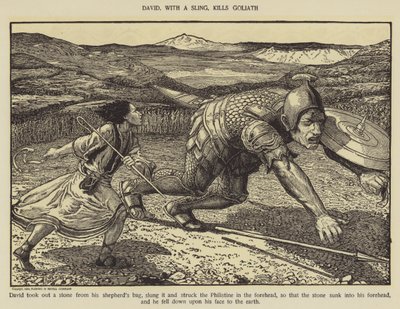 David doodt Goliath met een slinger door Louis John Rhead