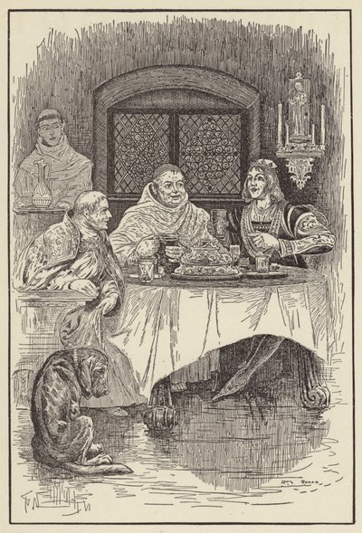 Prior William zorgt voor een feest voor de koning en de bisschop door Louis John Rhead