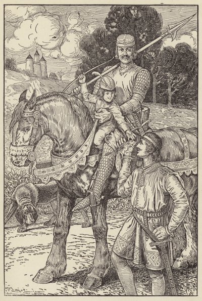 Robert zou met zijn eigen kleine boog op de eekhoorns schieten door Louis John Rhead