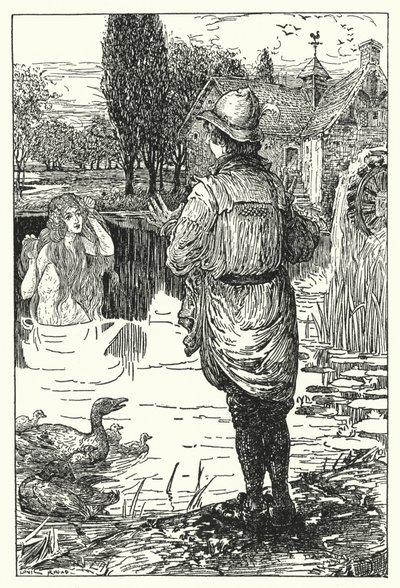 De Waterfee (litho) door Louis John Rhead
