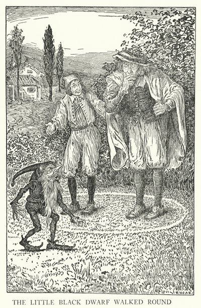 De kleine zwarte dwerg liep rond (litho) door Louis John Rhead