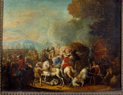 De aanval op een kar door bandieten door Louis Joseph  Watteau