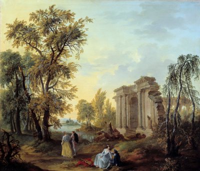 Wandeling op het platteland door Louis Joseph  Watteau