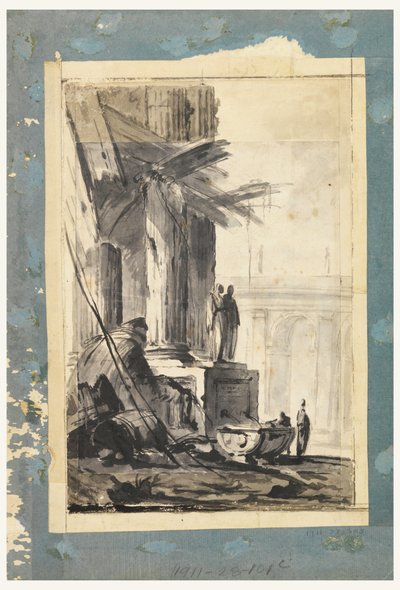 Tekening, Ruïne Fantasie, ca. 1762 door Louis Joseph Le Lorrain