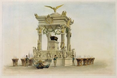 De kist van Napoleon I Bonaparte (1769-1821) in de kerk van Les Invalides (Parijs, Frankrijk) door Louis Jules Arnout