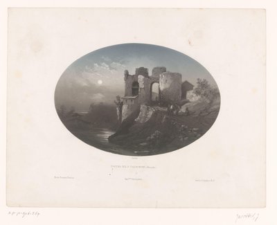 Zicht op de ruïne van het kasteel van de Vier Heemskinderen door Louis Julien Jacottet