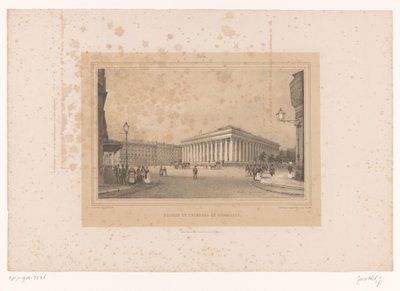 Zicht op het Beursgebouw in Parijs door Louis Julien Jacottet