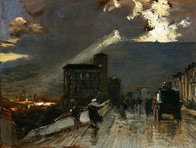 Het terras in Kassel met een naderende storm door Louis Kolitz
