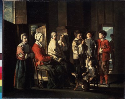 Het bezoek aan de grootmoeder door Louis le Nain