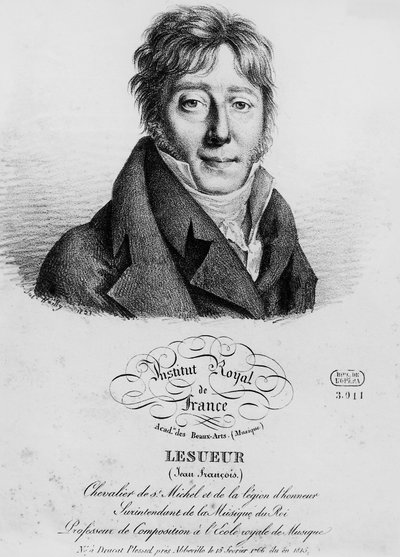 Portret van Jean-Francois Lesueur (1760-1837), Franse componist, gravure door Louis-Leopold Boilly (1761-1845) door Louis Leopold Boilly