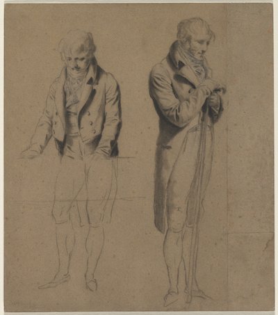 Twee Staande Figuren Studie voor Een Potje Biljart door Louis Leopold Boilly