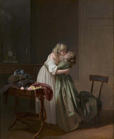 Twee jonge vrouwen die kussen, c. 1790-1794 door Louis Leopold Boilly