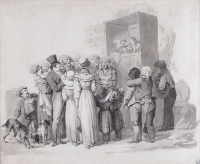 Louis-Léopold Boilly - De arme kat (sketch) door Louis Leopold Boilly