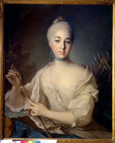 Portret van gravin Anna Vorontsova (1743-1769). Schilderij van Louis Tocque, olie op doek, circa 1758. Franse kunst door Louis Tocqué