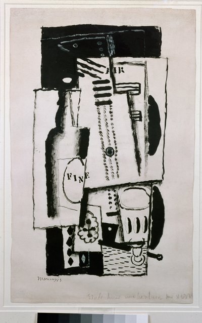 Stilleven, studie voor een schilderij op glas door Louis Marcoussis