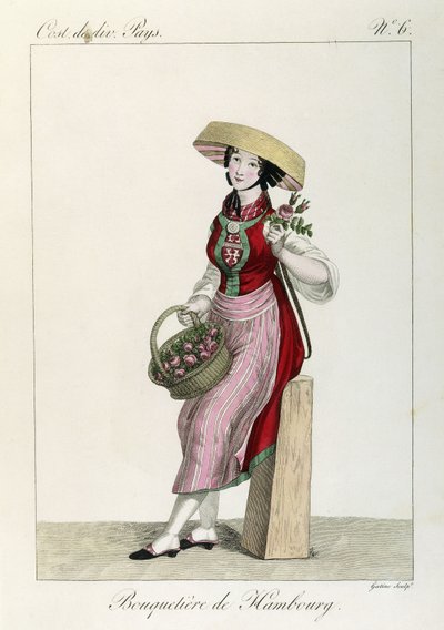 Kostuum van de Vrouwen van Hamburg door Louis Marie (after) Lante