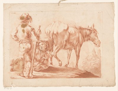 Twee jongens met een paard door Louis Marin Bonnet (possibly)