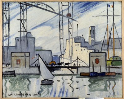 Marseille, de veerbrug door Louis Mathieu Verdilhan