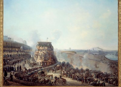 Transformaties van Parijs onder het Tweede Keizerrijk, Haussmann Parijs. Bezoek van keizer Napoleon III (1808-1873) en keizerin Eugenie (1826-1920) aan de bouwplaats van de instorting van de heuvel van Chaillot door Louis Moullin