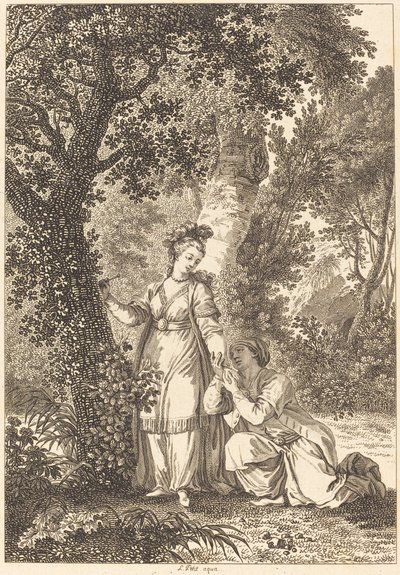 De verloofde van de koning van Garbe: De boom door Louis Petit after Jean Honoré Fragonard