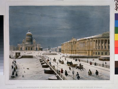 De Sint-Isaac kathedraal en het Senaatsplein in Sint-Petersburg door Louis Philippe Alphonse Bichebois