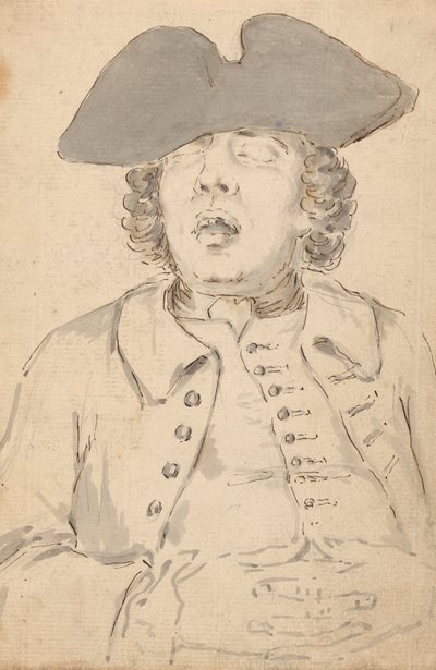 Man Slaapt met Zijn Mond Wijd Open en Armen Gekruist door Louis Philippe Boitard