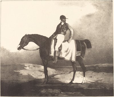Brits Paard en Jockey door Louis Pierre Marie Courtin after Théodore Gericault