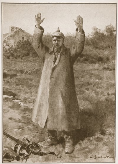Kamerad.. Pardon! Handen-omhoog methode van Duitse overgave door Louis Remy Sabattier