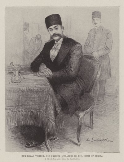 Onze koninklijke bezoeker, Zijne Majesteit Muzaffer-ed-Din, Shah van Perzië door Louis Remy Sabattier