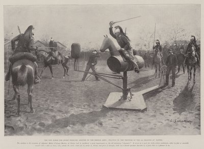 Het nieuwe paard voor zwaardoefeningen, aangenomen door het Franse leger, oefening door de troopers van de 3e draken in Nantes door Louis Remy Sabattier
