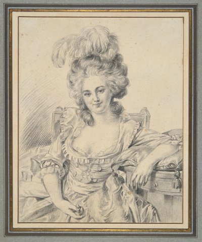 Portret van een dame, voorbereidende studie voor een schilderij door Louis Rolland Trinquesse