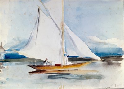 Zeilboot in de haveningang van Morges door Louis Soutter