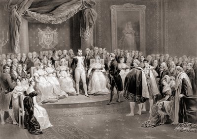 Napoleon en zijn hof door Louis Stanislas (after) Marin Lavigne