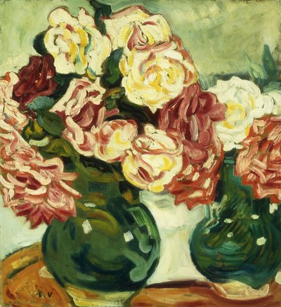 Twee vazen met rozen door Louis Valtat