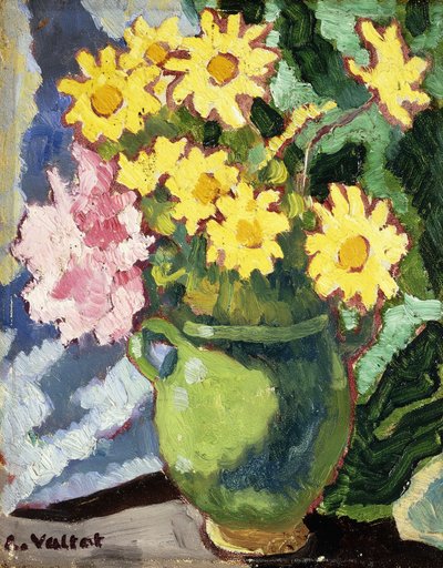 Gele margrieten in een groene kan door Louis Valtat