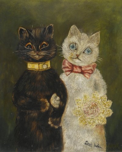 De Bruid en Bruidegom door Louis Wain