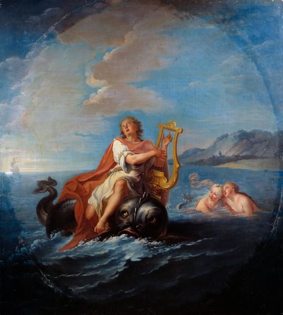 Arion speelt lier. Arion van Methymne is een Griekse dichter uit de 7e eeuw v.Chr. door Louis de Silvestre