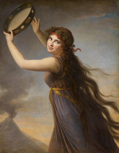 Portret van Emma, Lady Hamilton als een Bacchante door Elisabeth Louise Vigee Lebrun