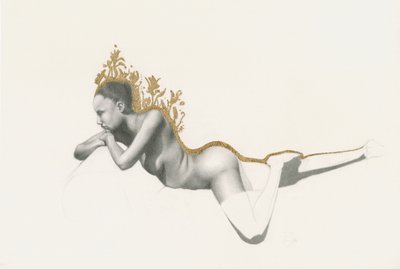 Contemplatief gouden beeldje door Lourens Joubert