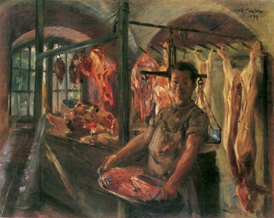 Slagerij in Schäftlarn door Lovis (1858-1925) Corinth