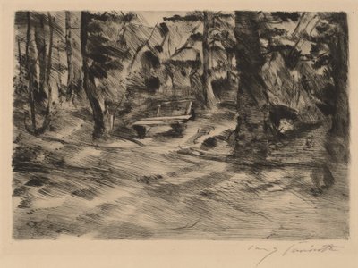 Bank in het bos II, 1917 door Lovis Corinth