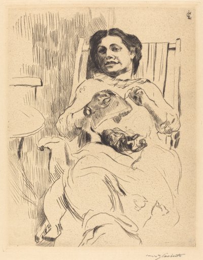 Vrouw met Handwerk door Lovis Corinth
